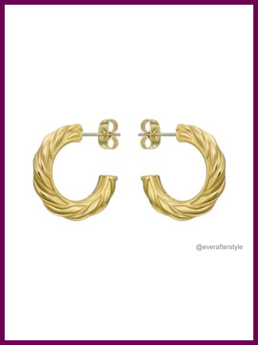 Ted Baker Twisted Gold-Tone Hoop Earrings Hypoallergenic Butterfly Backs
